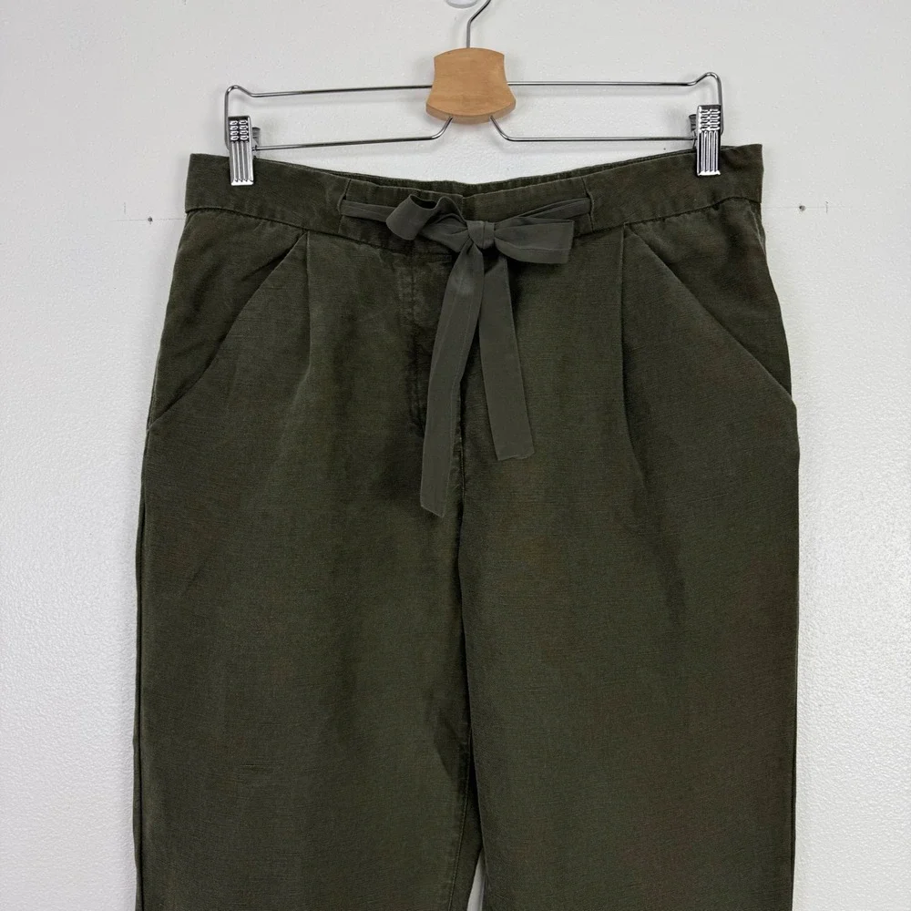 Aritzia Wilfred Allant Linen Blend‎ Trousers Womens 8 Olive Green Pleated Pant